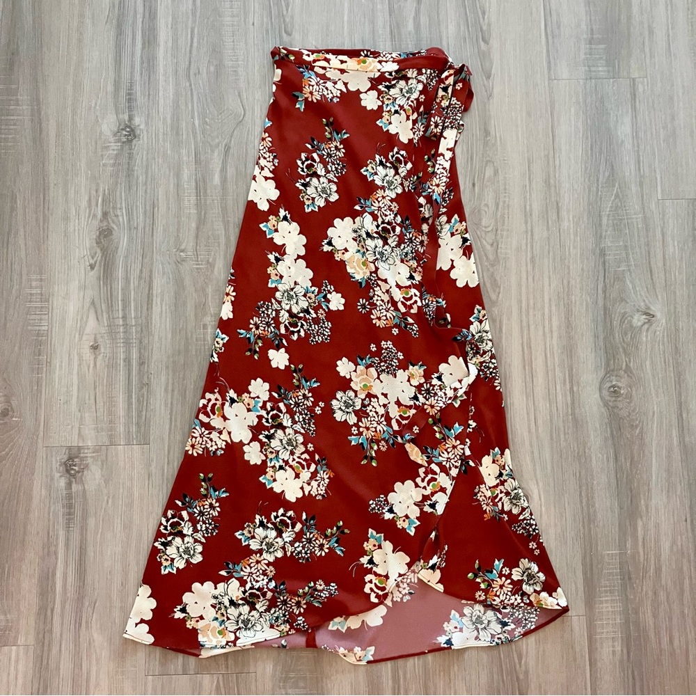ZARA floral wrap maxi skirt